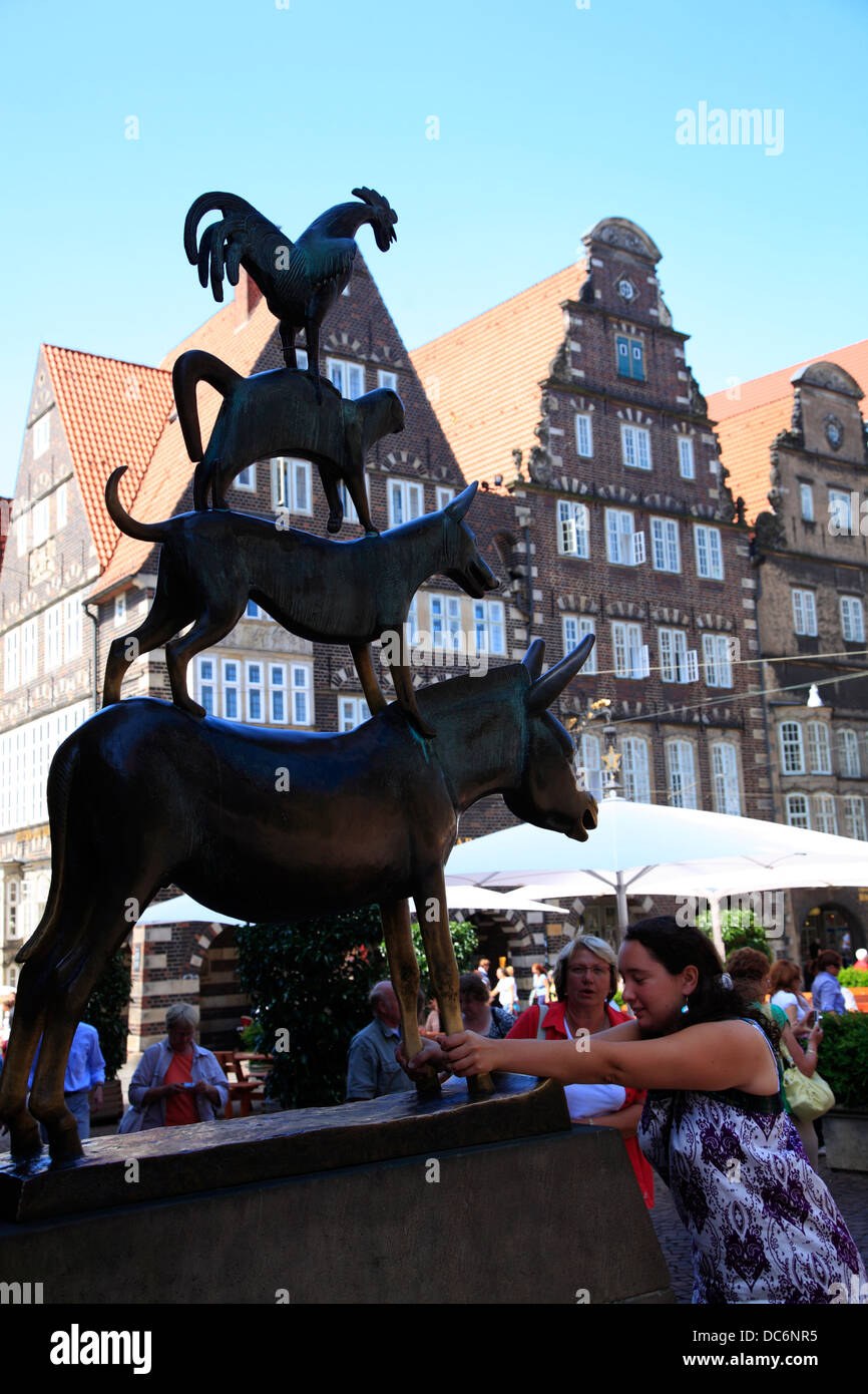 Famous 4 Bremen Town Musicians, Hanseatic Town of  Bremen, Germany Stock Photo