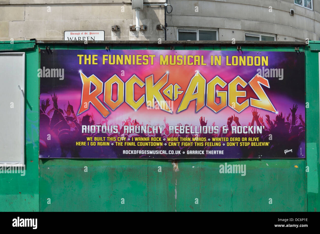 Rock of Ages West End stage musical advertisement on a billboard, London, UK Stock Photo