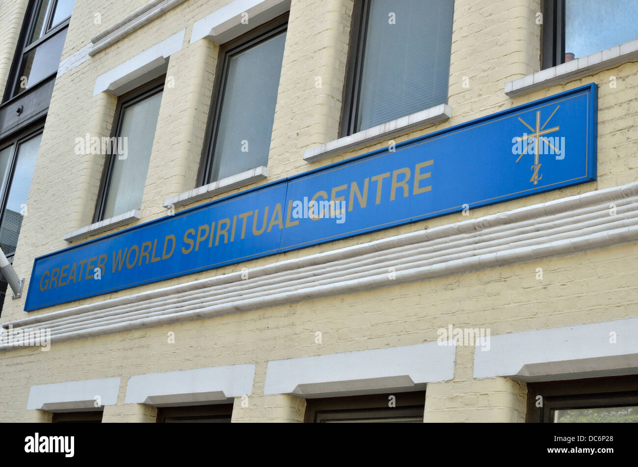 Greater World Spiritual Centre in Conway Street, Fitzrovia, London, UK. Stock Photo