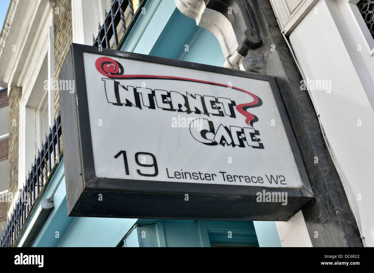 Internet cafe in Leinster Terrace, Bayswater, London, UK. Stock Photo