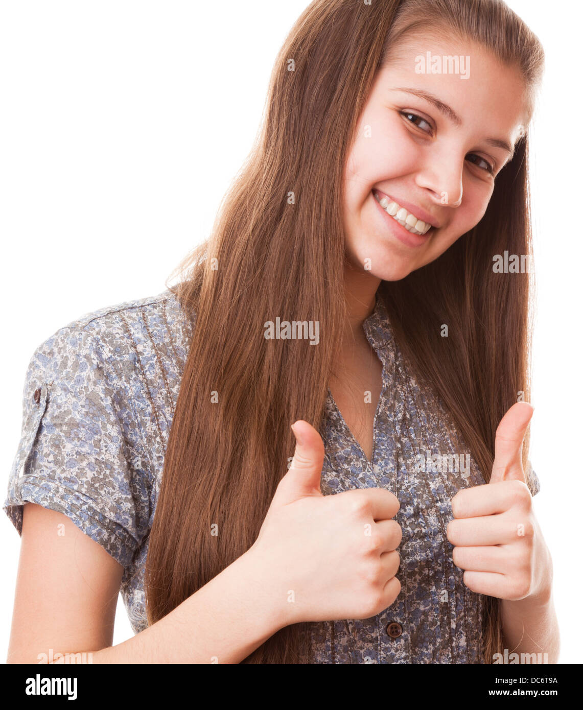 portrait teenager girl on a white background Stock Photo - Alamy