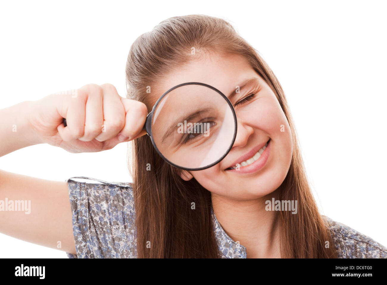 portrait teenager girl on a white background Stock Photo - Alamy
