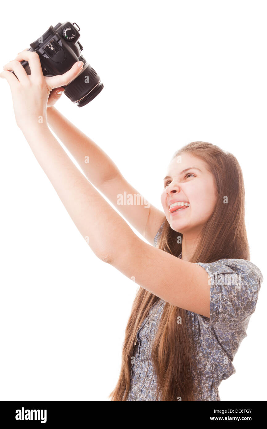 portrait teenager girl on a white background Stock Photo - Alamy