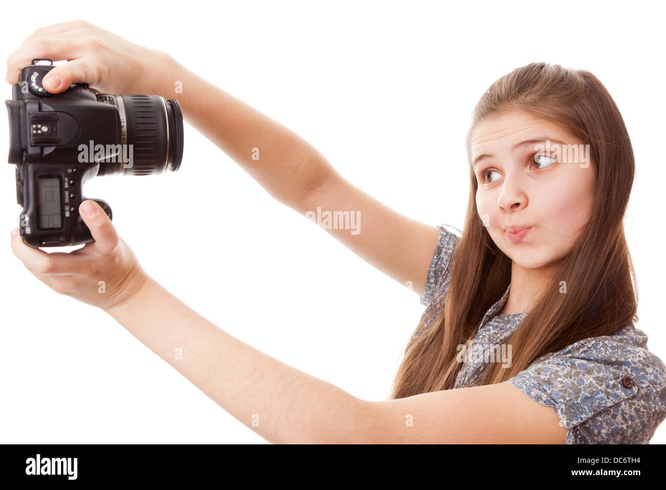 portrait teenager girl on a white background Stock Photo - Alamy