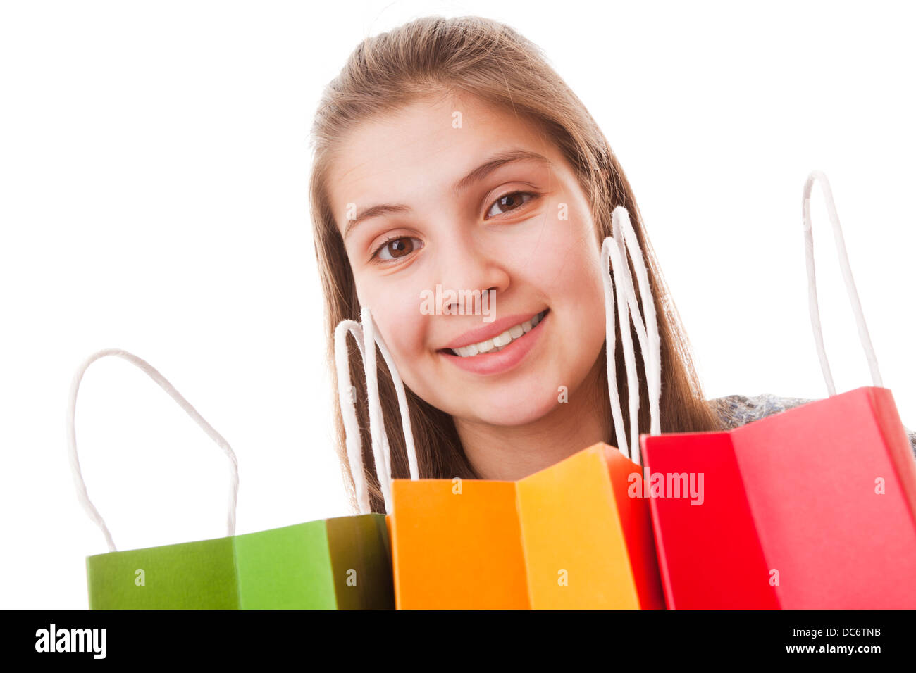 portrait teenager girl on a white background Stock Photo - Alamy