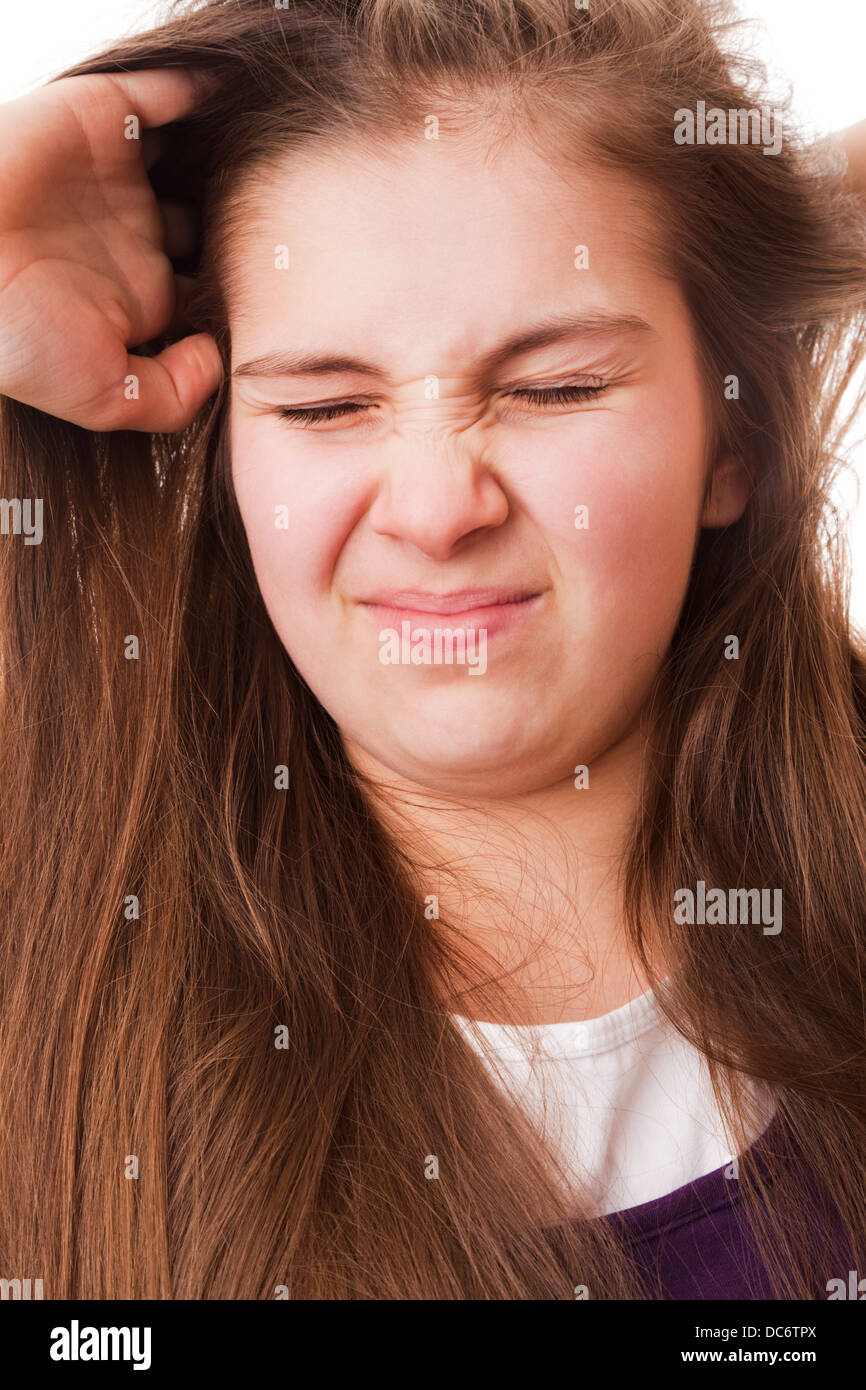portrait teenager girl on a white background Stock Photo - Alamy
