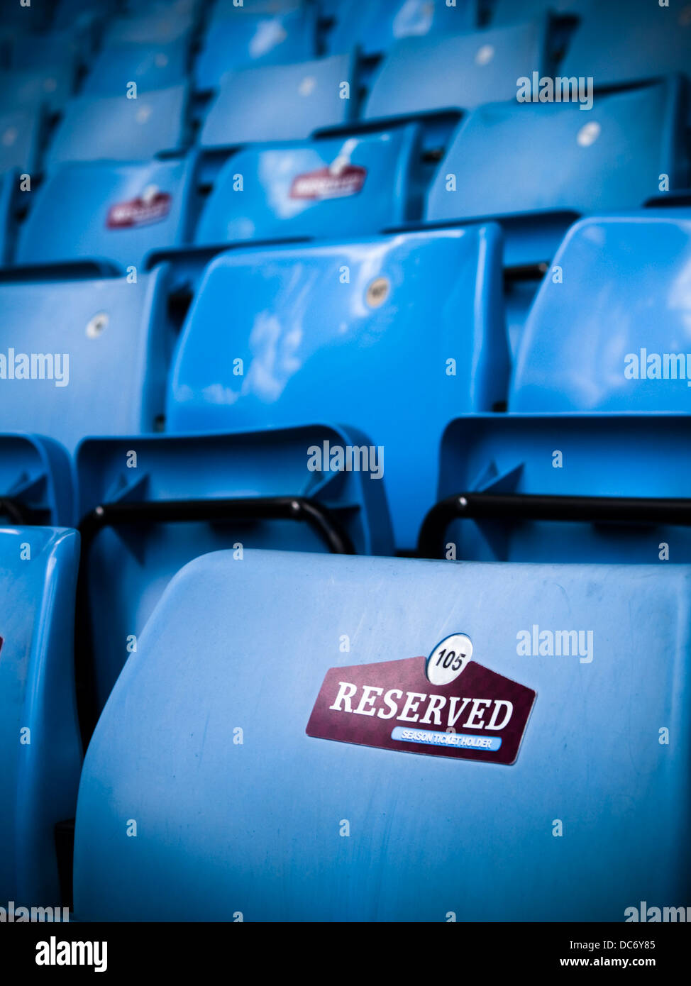 A reserved seat at Aston Villa's Villa Park football stadium Stock