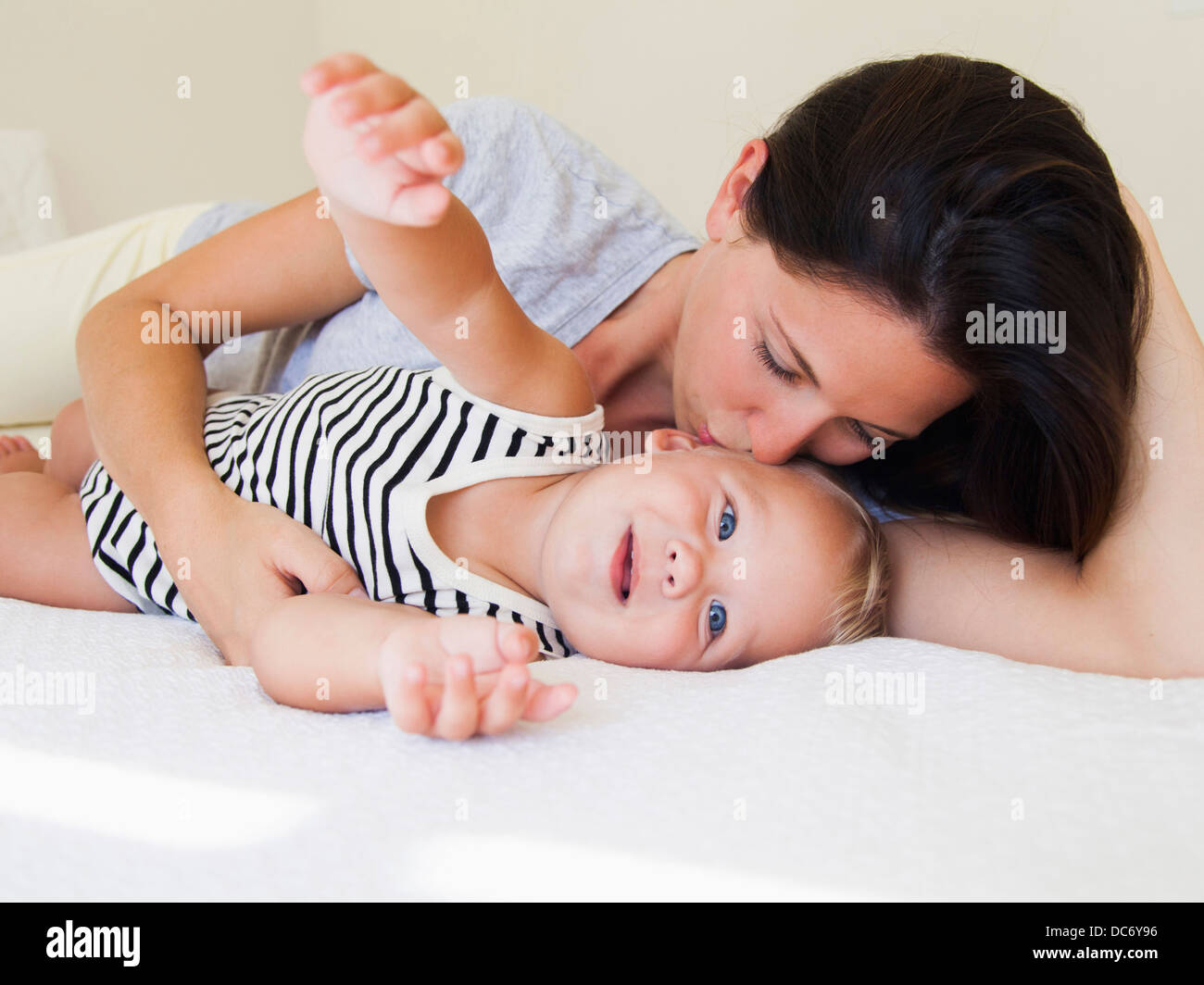 Portrait of mother with baby boy (6-11 months) Stock Photo