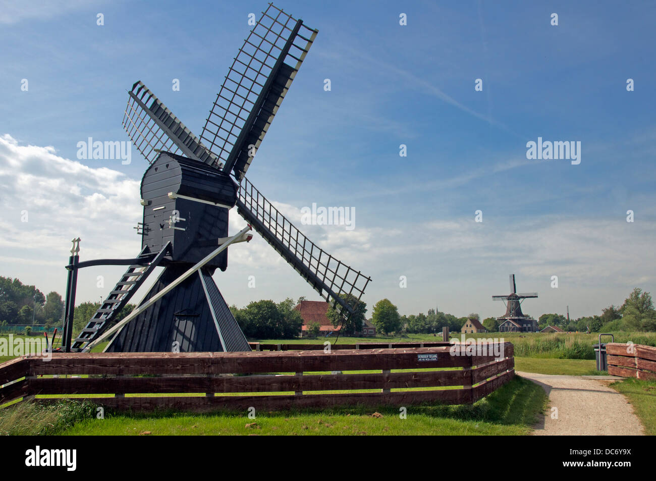 Windmill near IJlst Friesland Holland Stock Photo