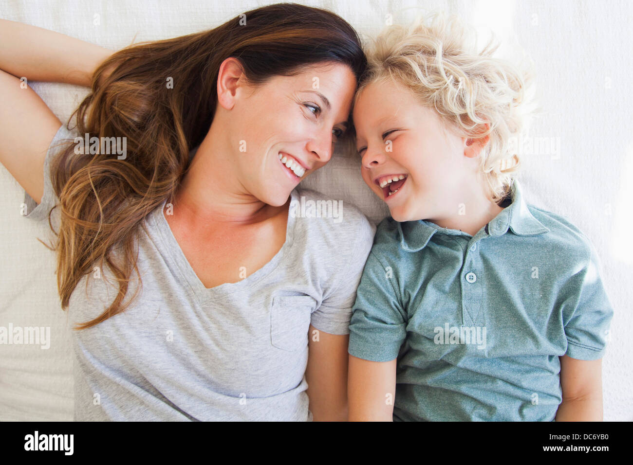 Portrait of mother with son (6-7) Stock Photo