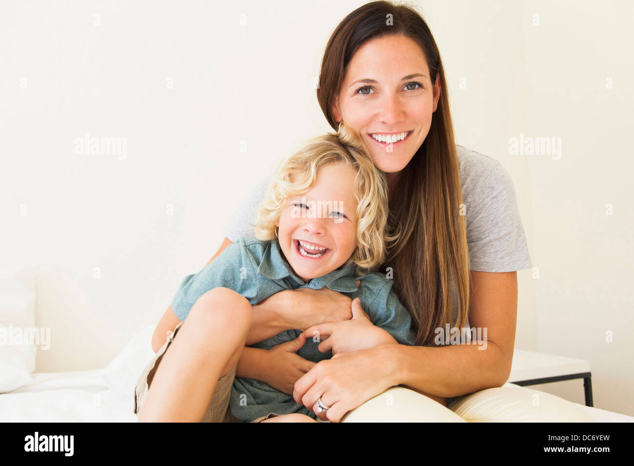 Portrait of mother with son (6-7) Stock Photo