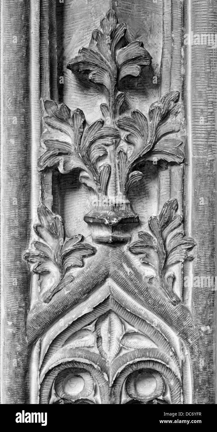 TOLEDO - MARCH 8: Gothic lily from gothic atrium of Monasterio San Juan de los Reyes or Monastery of Saint John of the Kings Stock Photo