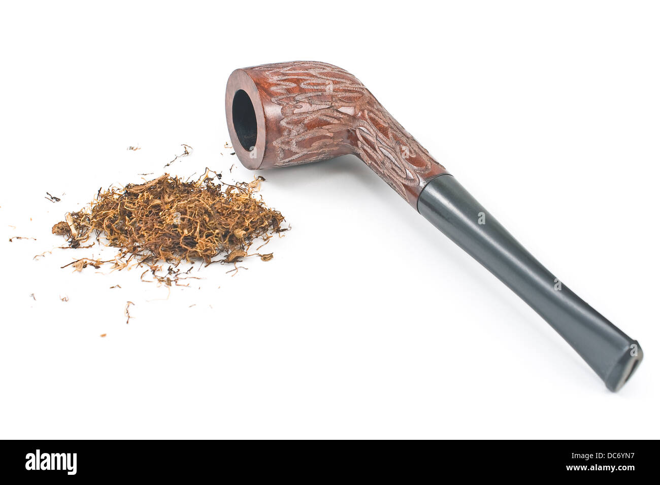 Tobacco pipe and tobacco isolated on white Stock Photo Alamy