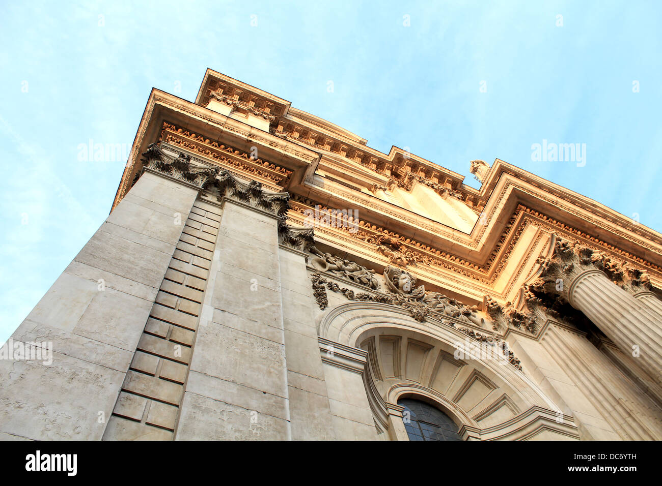 St Pauls Cathedral in Central London looking up at the main part of the building Stock Photo