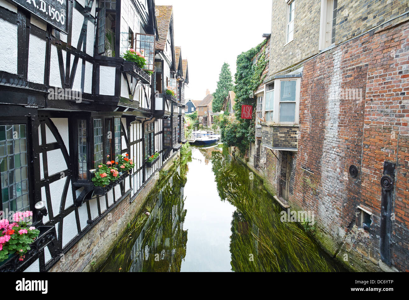 The Old Weavers House with the River Stour beside St Peters Street Canterbury Kent UK Stock Photo