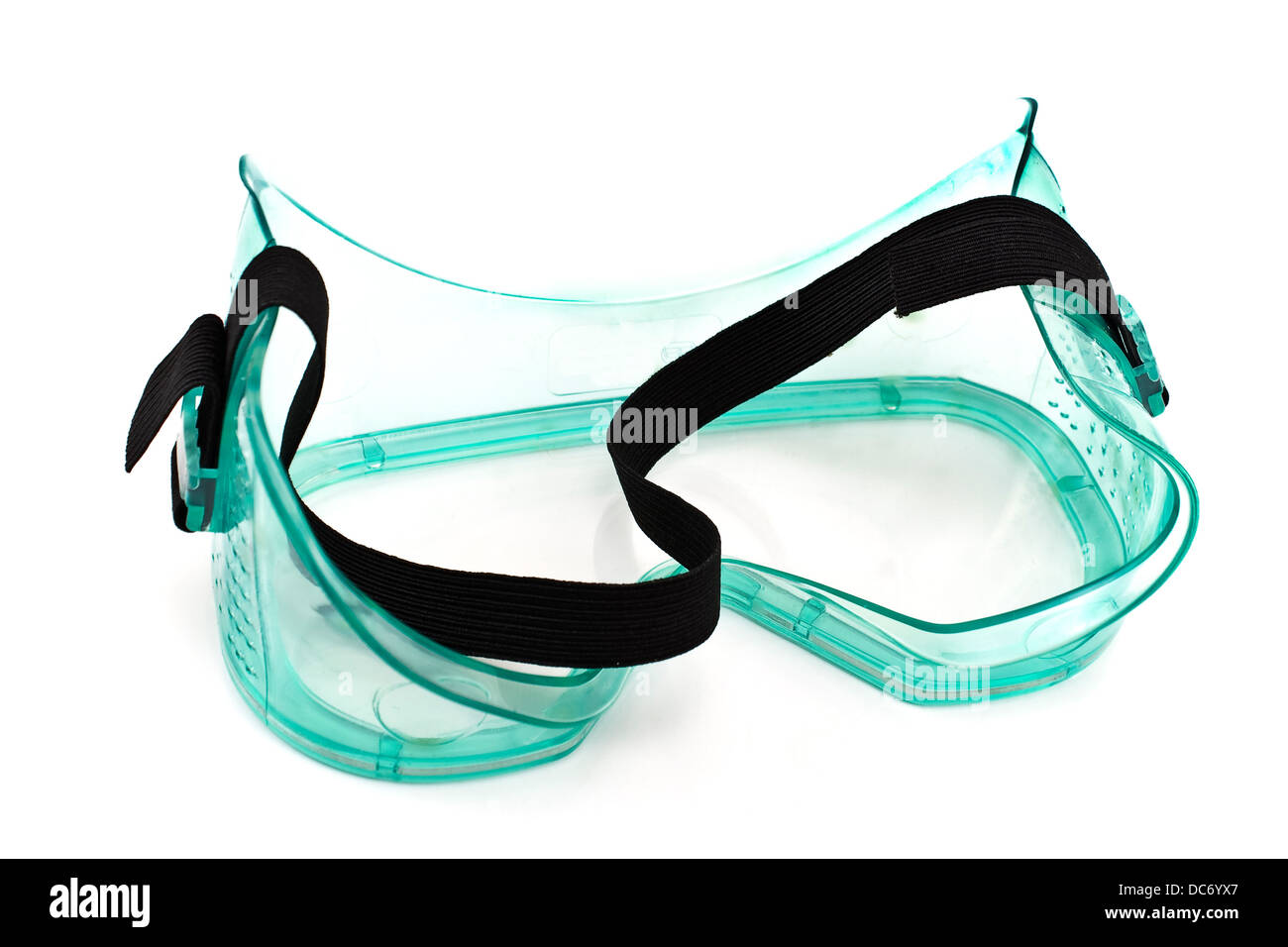 Clear safety glasses isolated on white Stock Photo