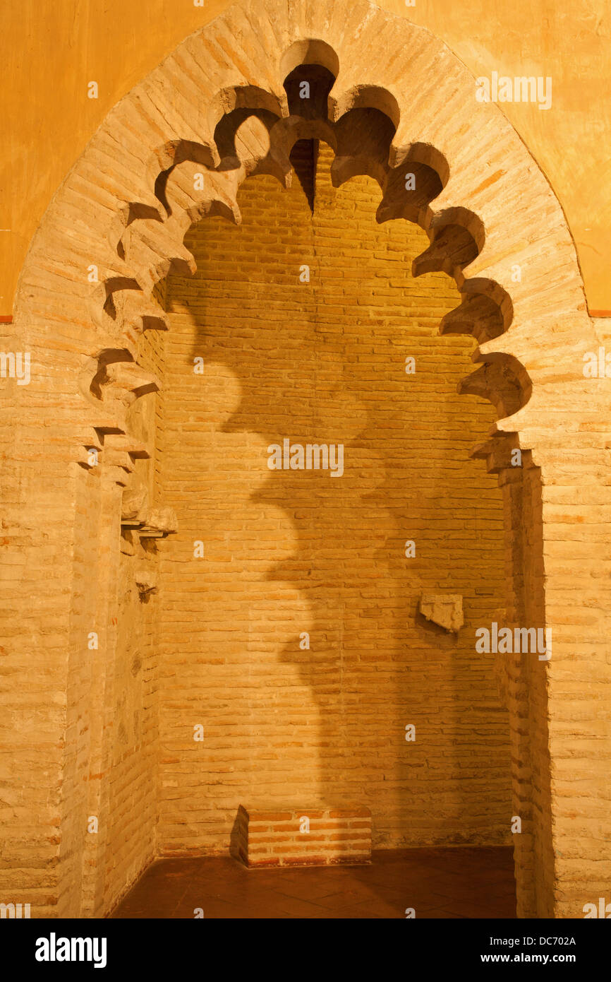 TOLEDO - MARCH 8: Arch of San Roman church. Landmark has a steeple built in the mudejar architectural style in the 13th cent. Stock Photo