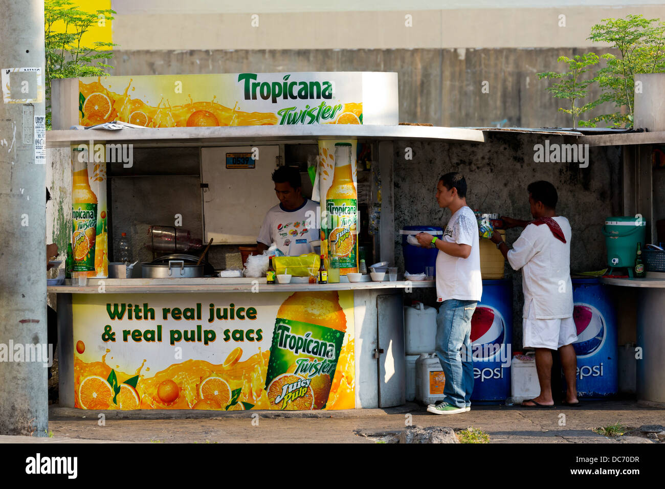 Typical Street Kiosk in Makati City in Metro Manila, Philippines Stock