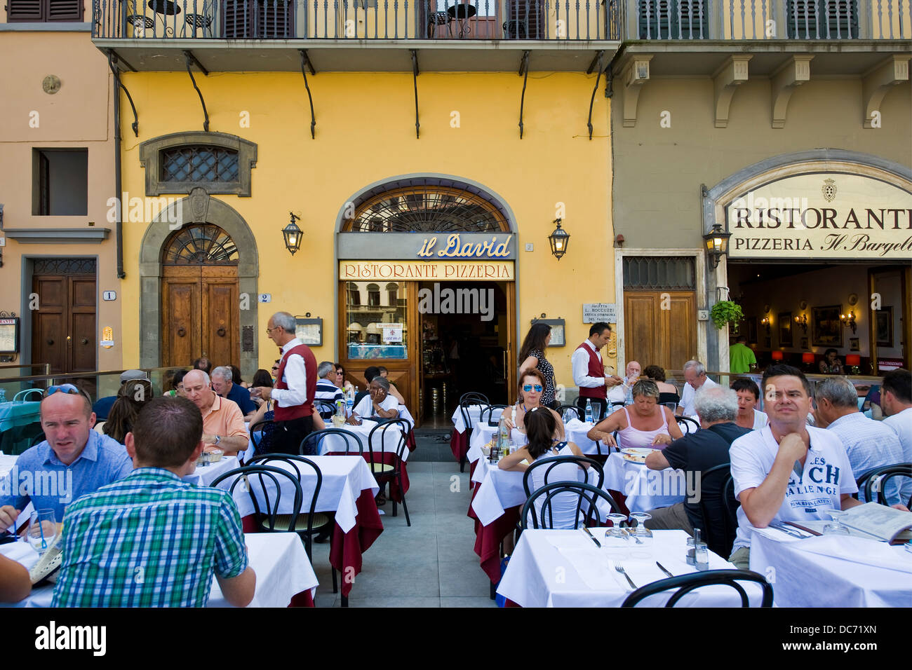 Italy, Tuscany, Florence, Piazza della Signoria, Signoria town square, Il David restaurant Stock Photo
