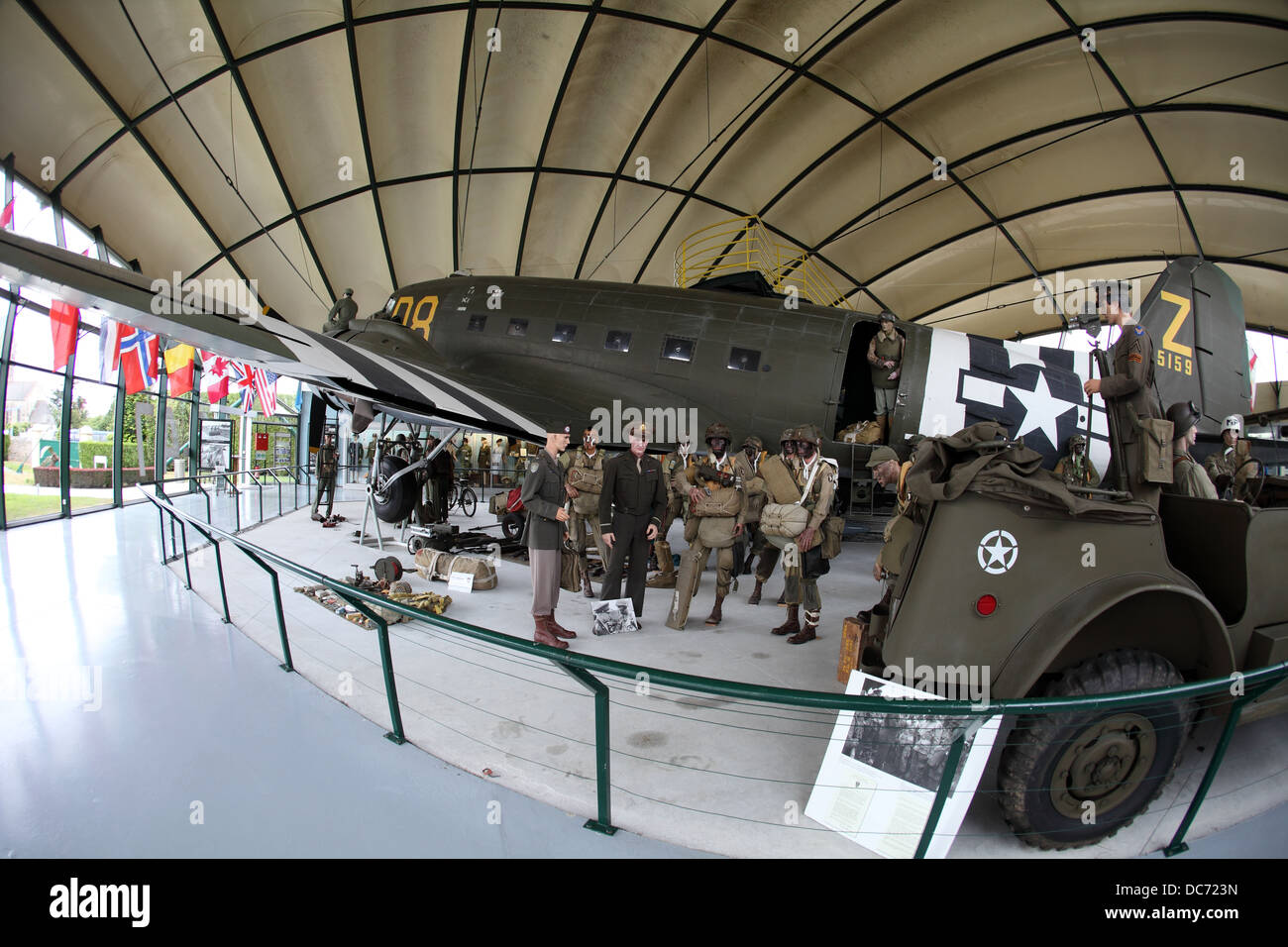 101 airborne division C-47 transport plane of the USA which pulled the gliders used in the D-day landings. Stock Photo