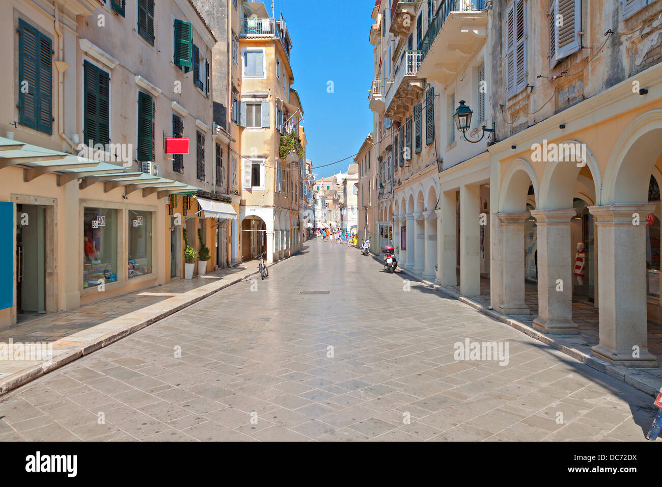 The Piazza at the old town of Corfu island in Greece Stock Photo