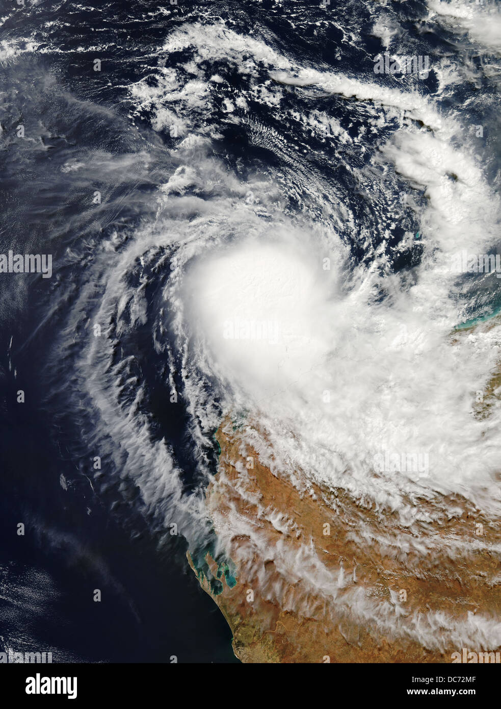 CYCLONE HUBERT OVER NORTHWEST AUSTRALIA Stock Photo