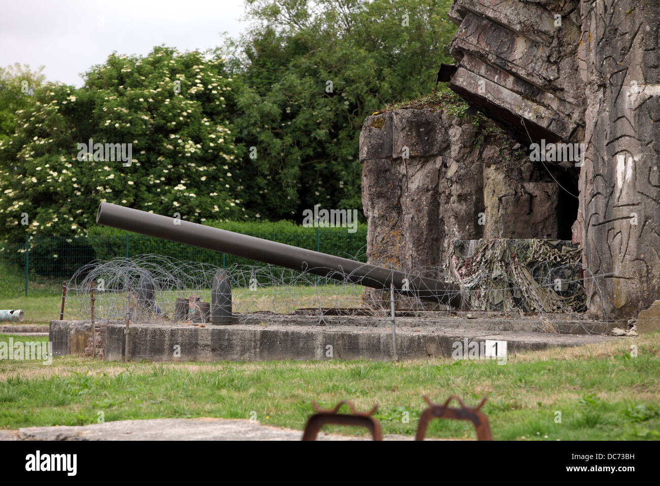 Big guns of the Gun Battery at Crisbecq, which held out to the allied onslaught on D-Day. Stock Photo