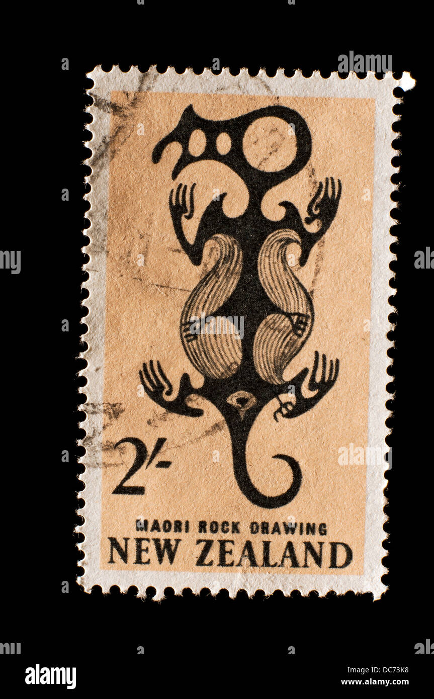 Maori New Zealand postage stamp Stock Photo