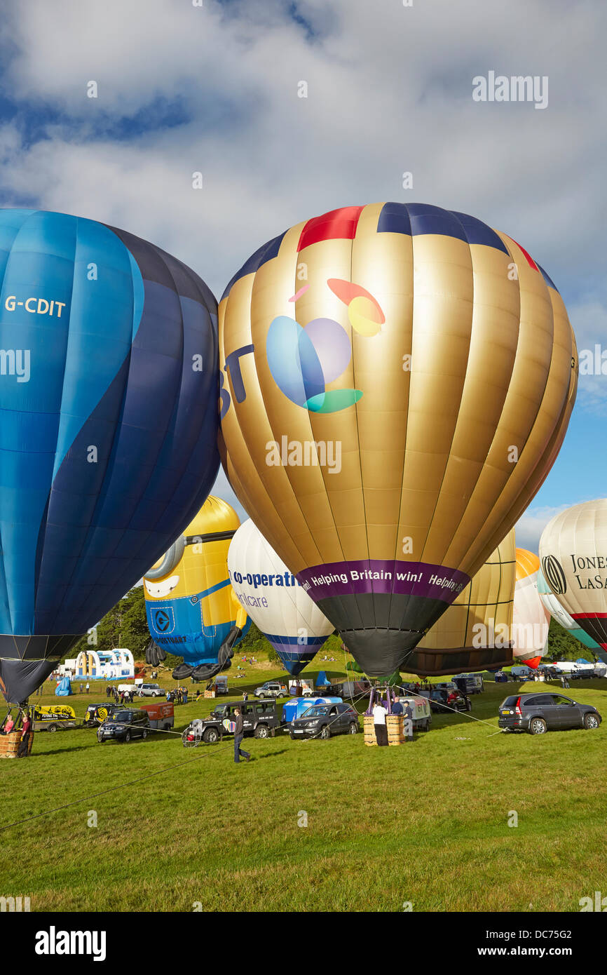 Bristol, UK. 9th Aug, 2013. Balloons at the 35th UK Bristol balloon fiesta at the Ashton court estate Morning launch launch on the 9th August 2013 including the BT Despicable Me and co-operative balloons Credit:  David Lyon/Alamy Live News Stock Photo