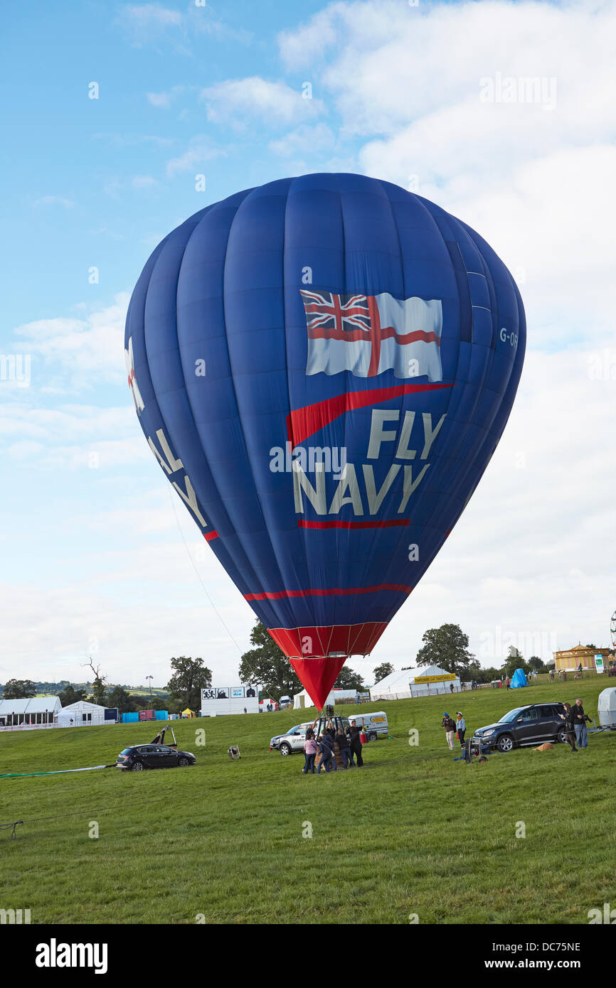 Bristol, UK. 9th Aug, 2013. Balloons at the 35th UK Bristol balloon fiesta at the Ashton court estate Morning launch launch on the 9th August 2013 including the Fly Navy balloon Credit:  David Lyon/Alamy Live News Stock Photo