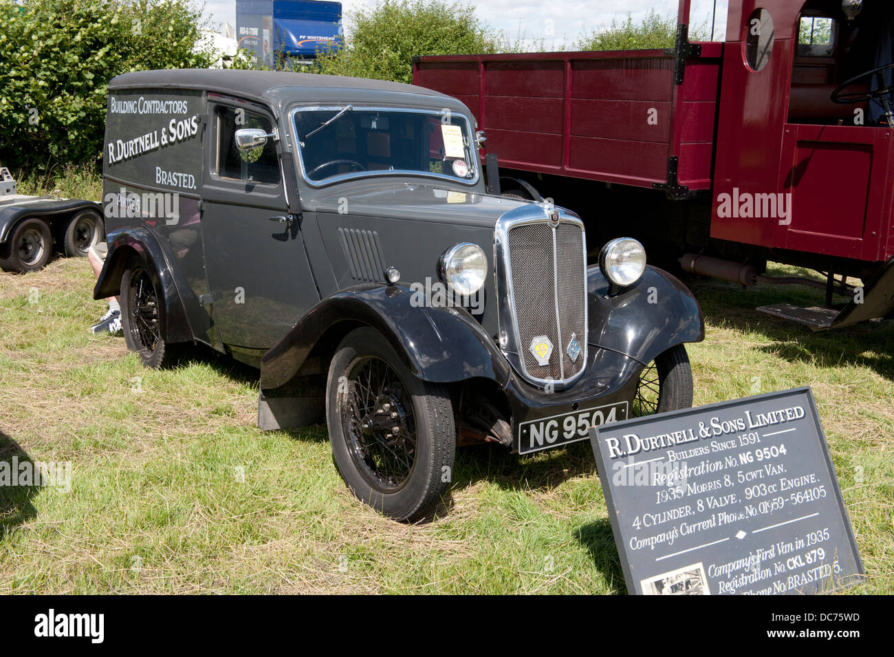 1935 Morris 8 5cwt Van displayed at a transport fair in England Stock Photo
