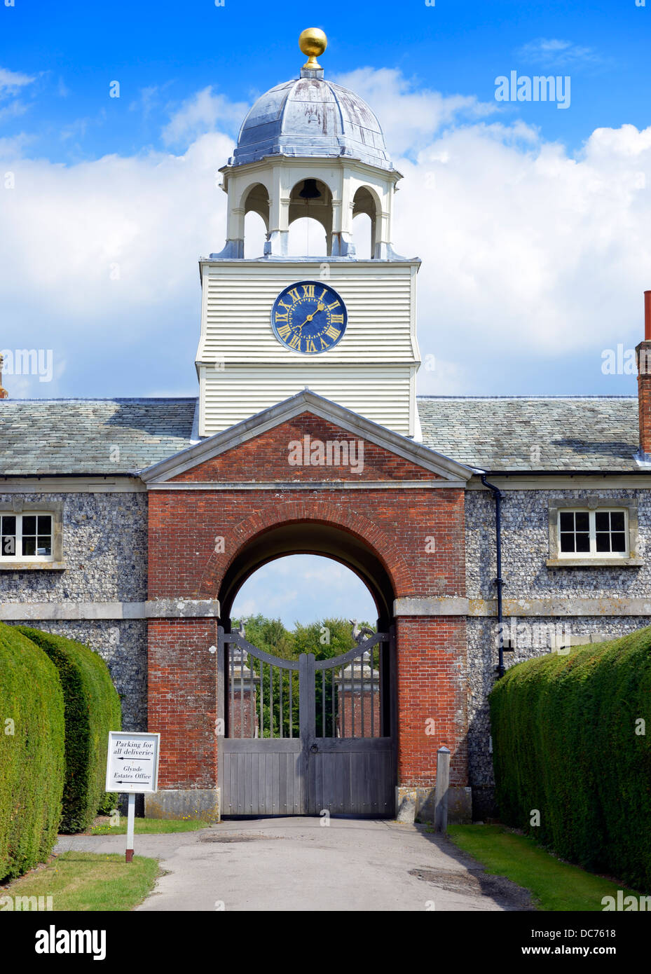Glynde Place entrance (an Elizabethan manor house), Glynde, East Sussex, UK Stock Photo