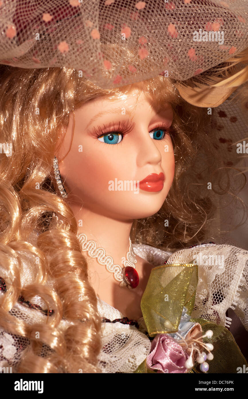 Doll portrait of the antique female doll face Stock Photo Alamy