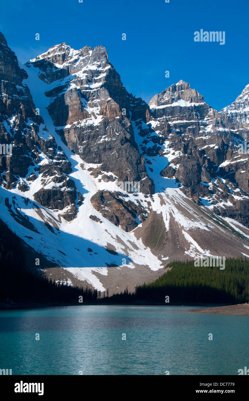 Wenkchemna Peaks with Moraine Lake, Banff National Park, Alberta, Canada Stock Photo