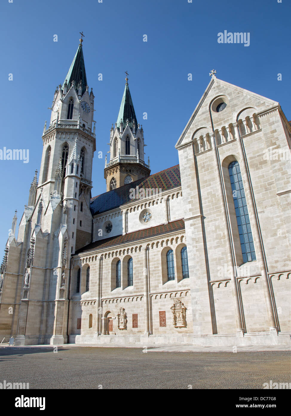 Vienna - Gothic south facade of monastery church in Klosterneuburg on July 27, 2013 Vienna. Stock Photo