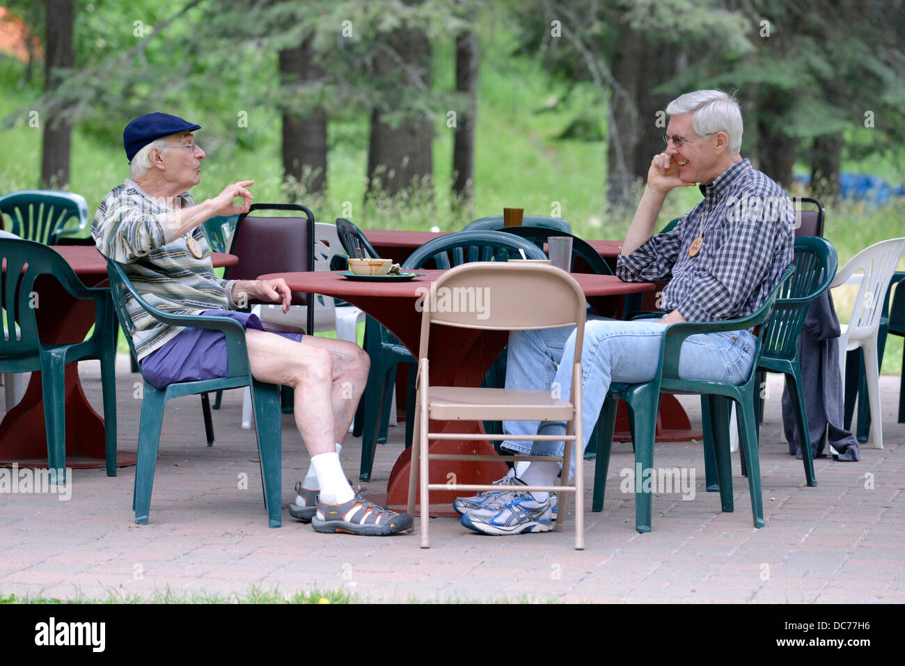 Writers conversing at the Fishtrap Writers Conference in Wallowa County, Oregon. Stock Photo