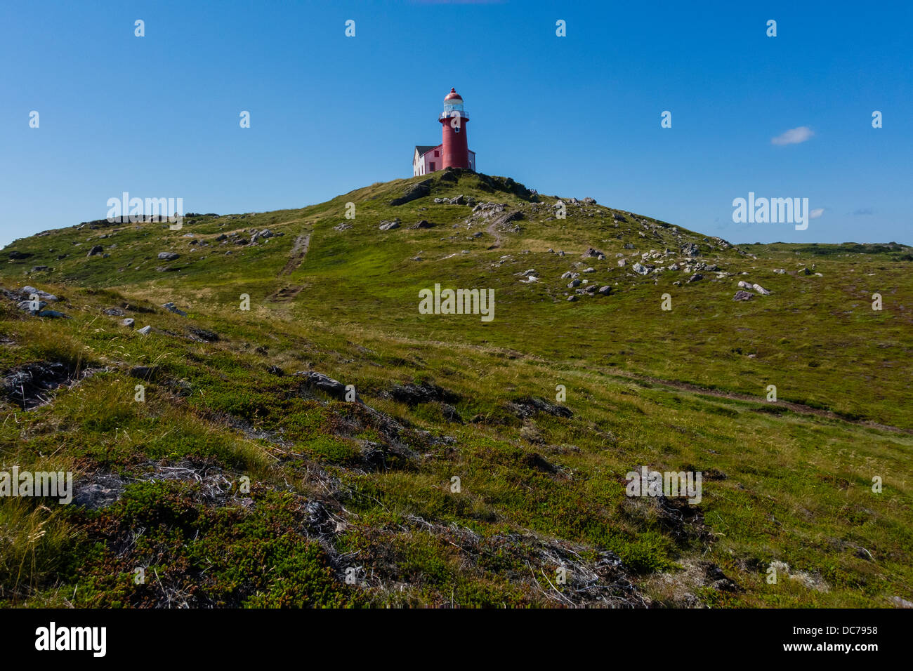 The Ferryland Lighthouse on the east coast of Newfoundland south of the city of St. John's. Stock Photo