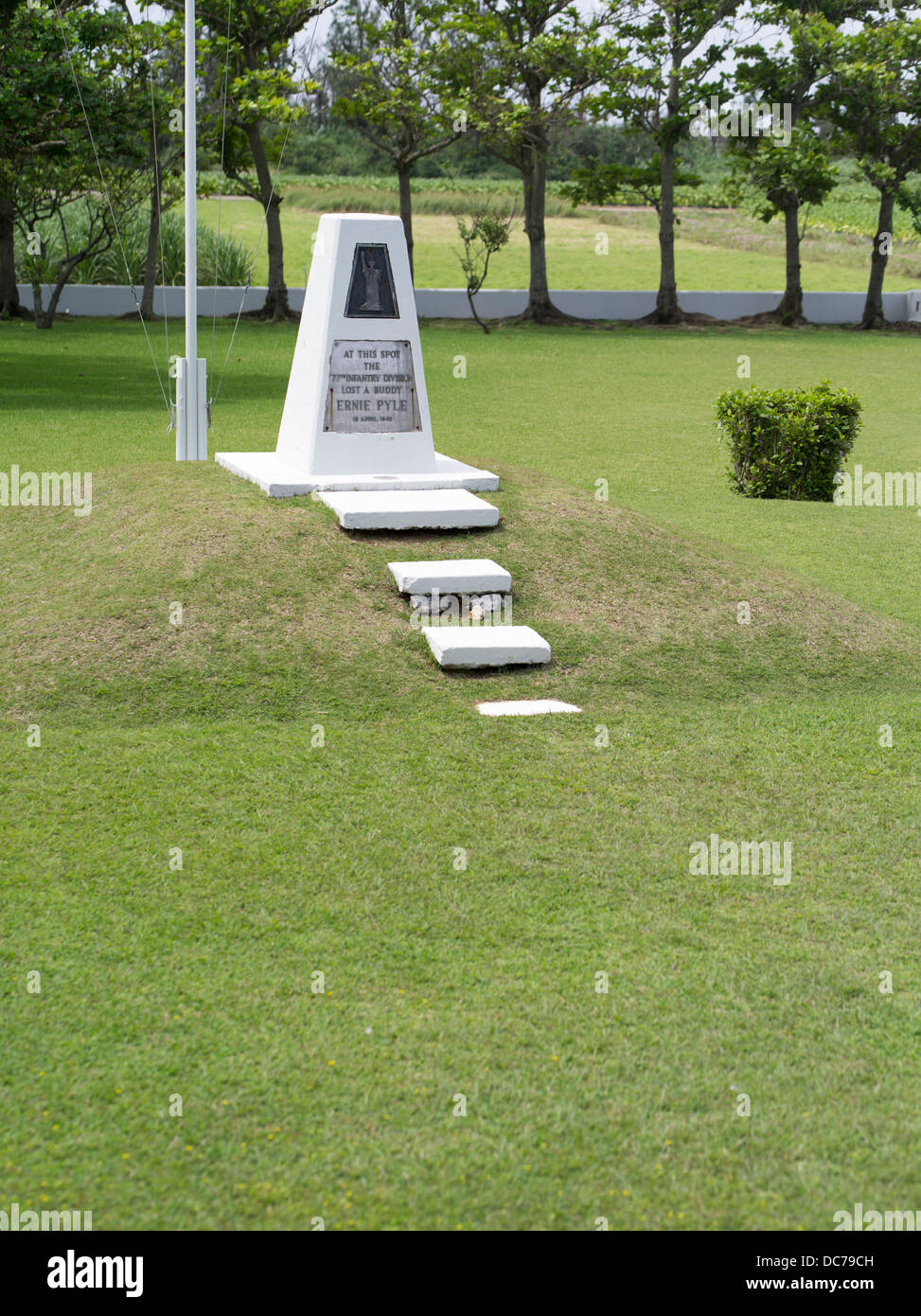 Ernie Pyle Monument, to US war correspondent killed on Ie Island Okinawa 18/4/1945 Stock Photo