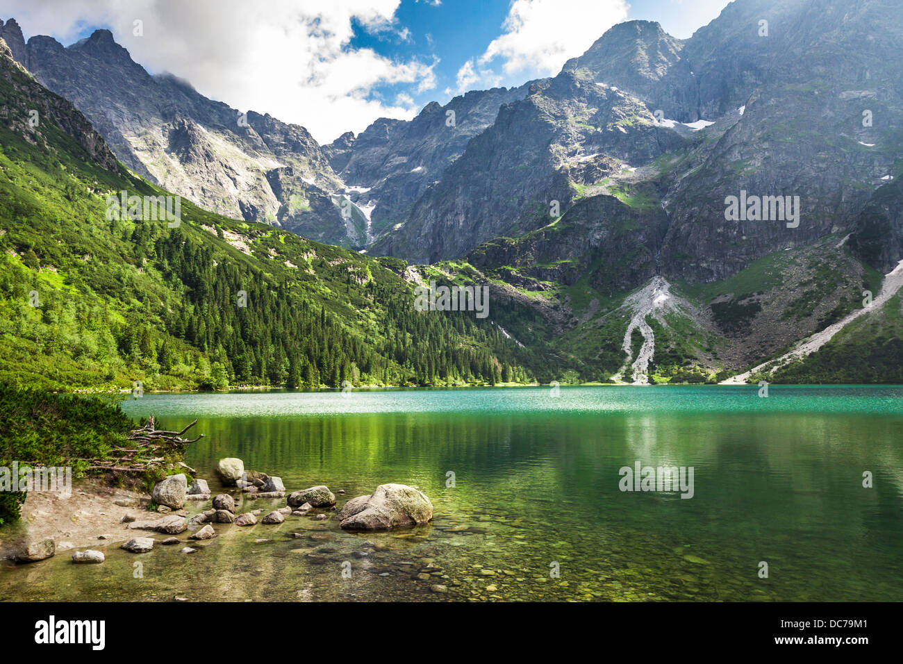 Crystal clear mountain lake and rocky mountains Stock Photo - Alamy