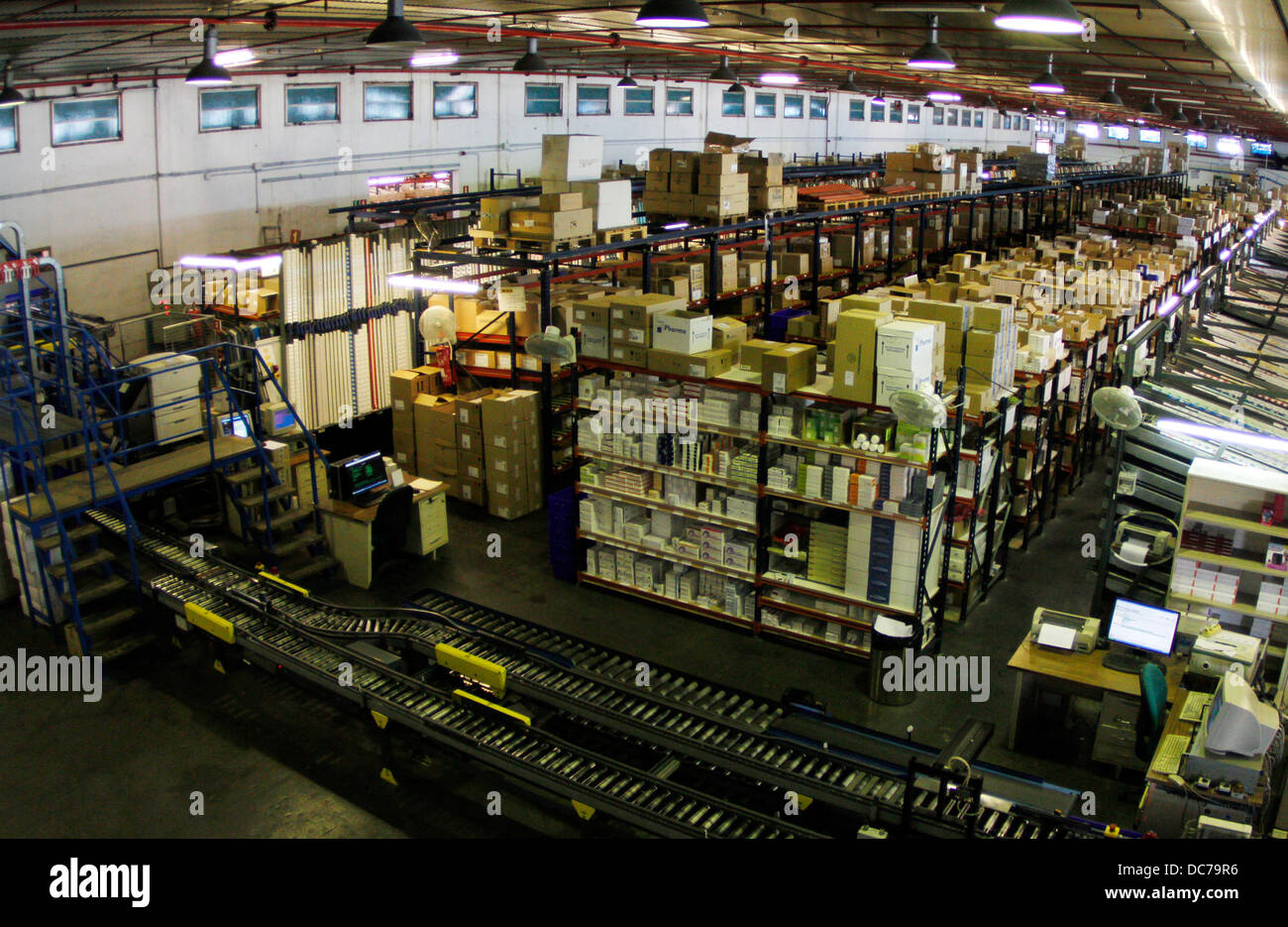 Pharmaceutical drugs warehouse in the Spanish island of Mallorca Stock
