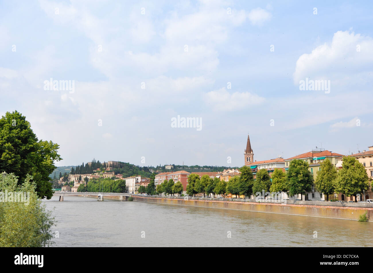 Verona - cityscape with down town and bell tower Stock Photo - Alamy