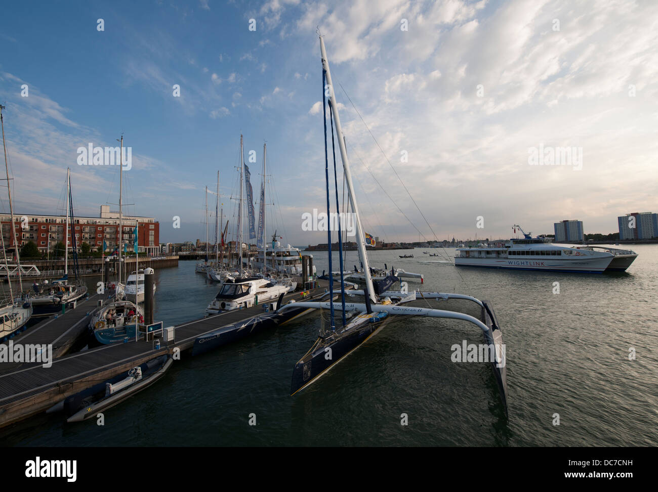 Gitana 11 moored at Gunwharf Marina, Portsmouth Harbour, Portsmouth, Hampshire, England, UK. Stock Photo