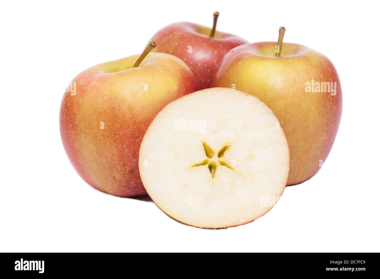 Four braeburn apples on a white background Stock Photo Alamy