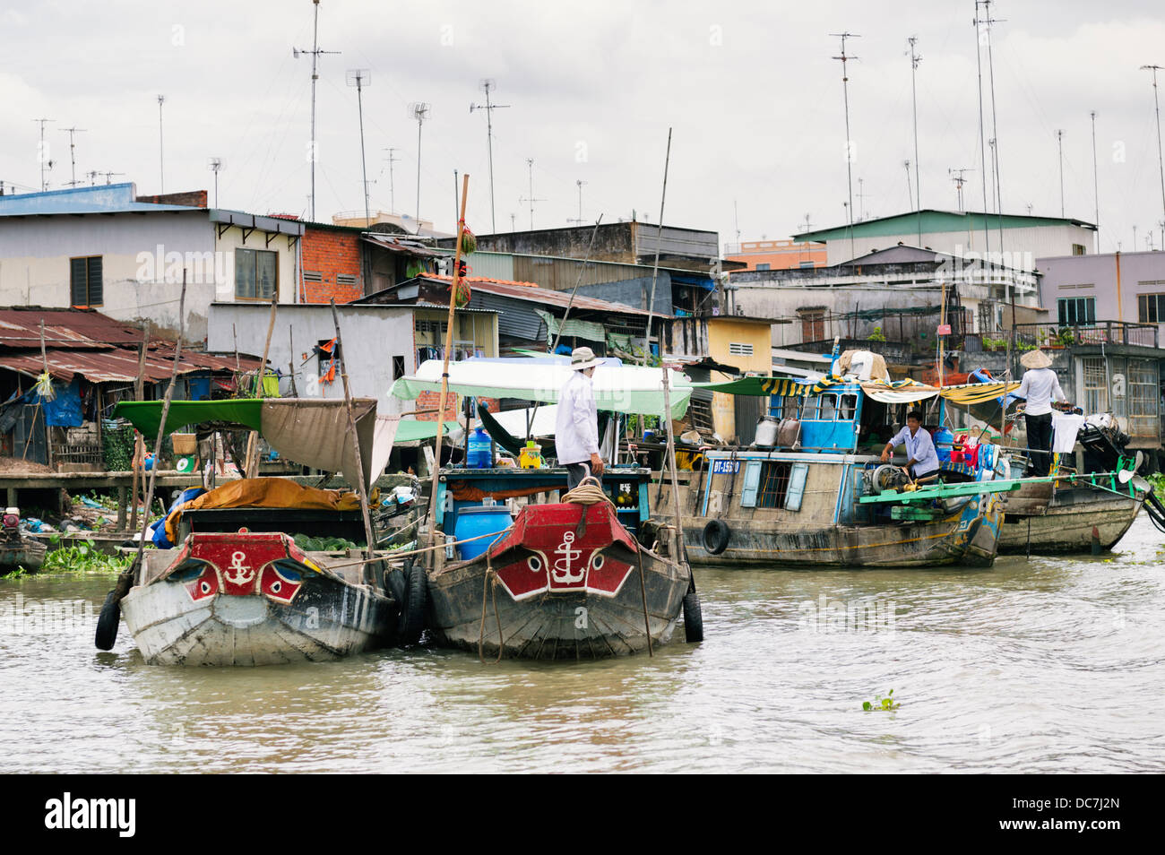 Mekong Delta, Vietnam - market traders' boats Stock Photo
