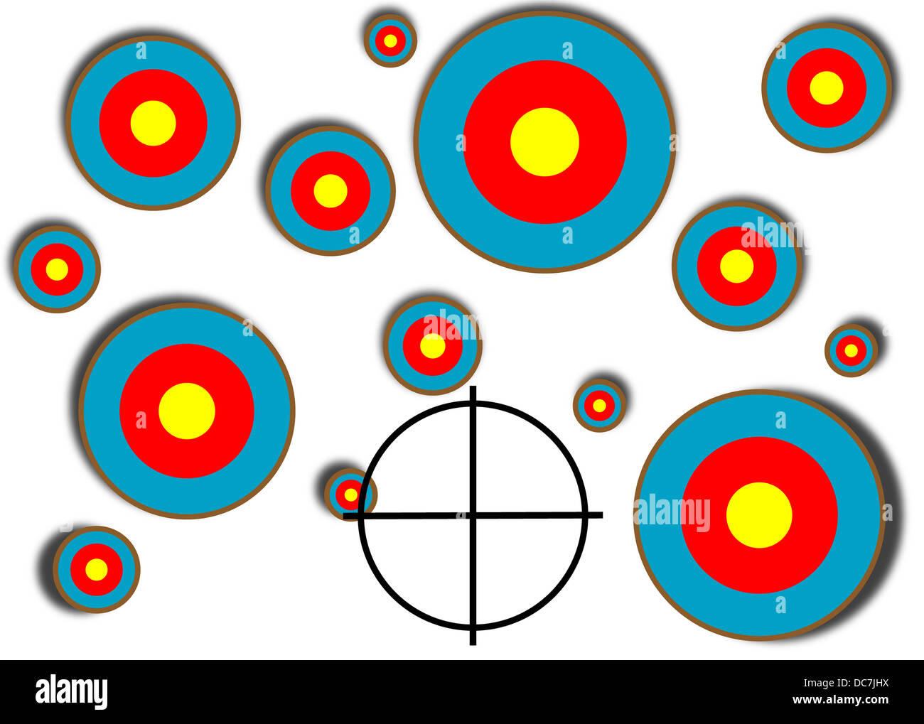 Multiple target illustration with cross hairs stock photo alamy
