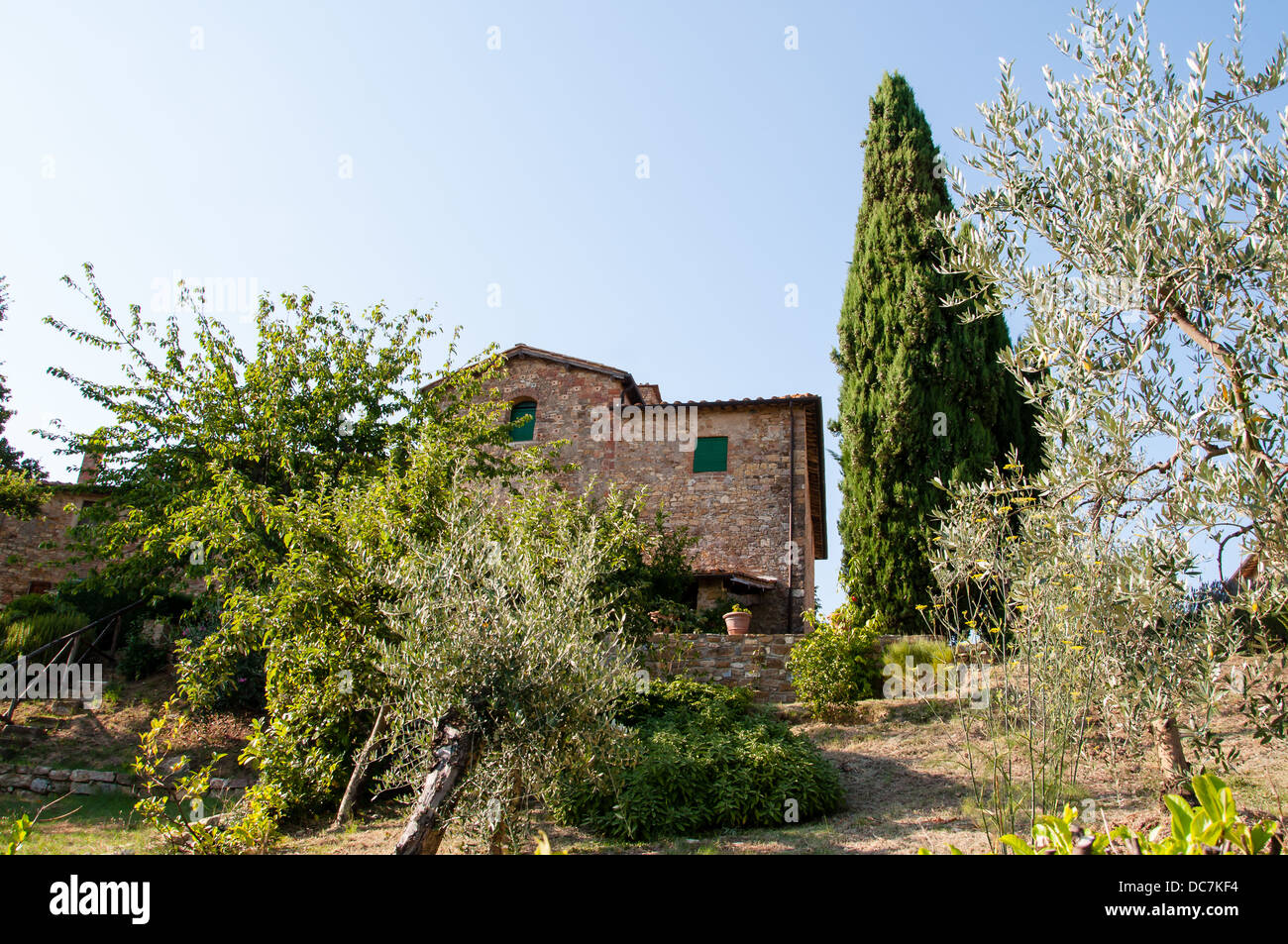 traditional stone house in a hamlet in tuscany, italy Stock Photo