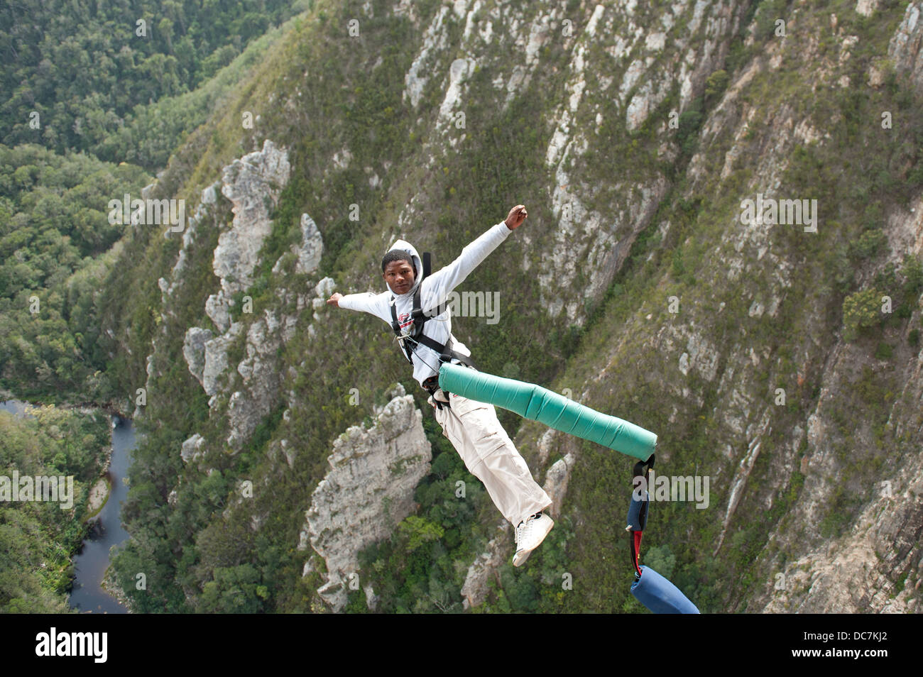 Bungy jumping from Bloukrans Bridge, Garden Route, South Africa Stock