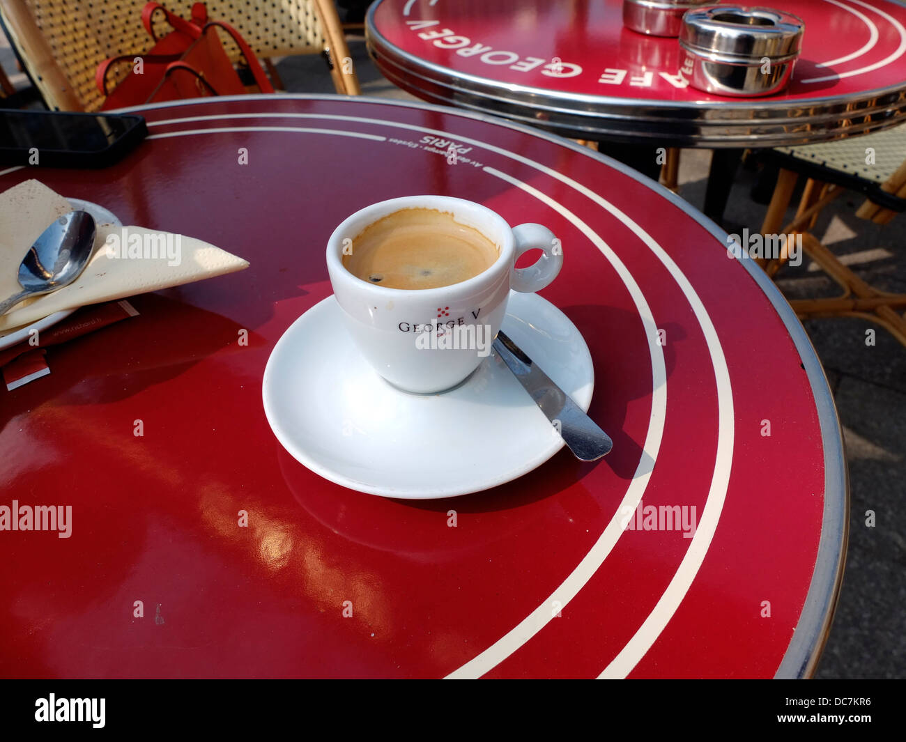 small cup of coffee espresso in a Parisian cafe Stock Photo Alamy