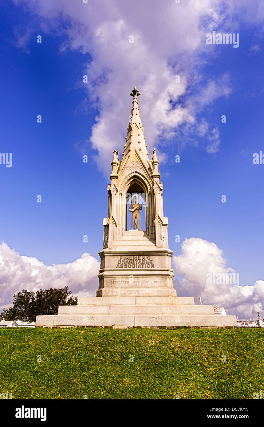 Fireman's Charitable Association In Memoriam in 1887 Greenwood Cemetery New Orleans LA USA Stock Photo