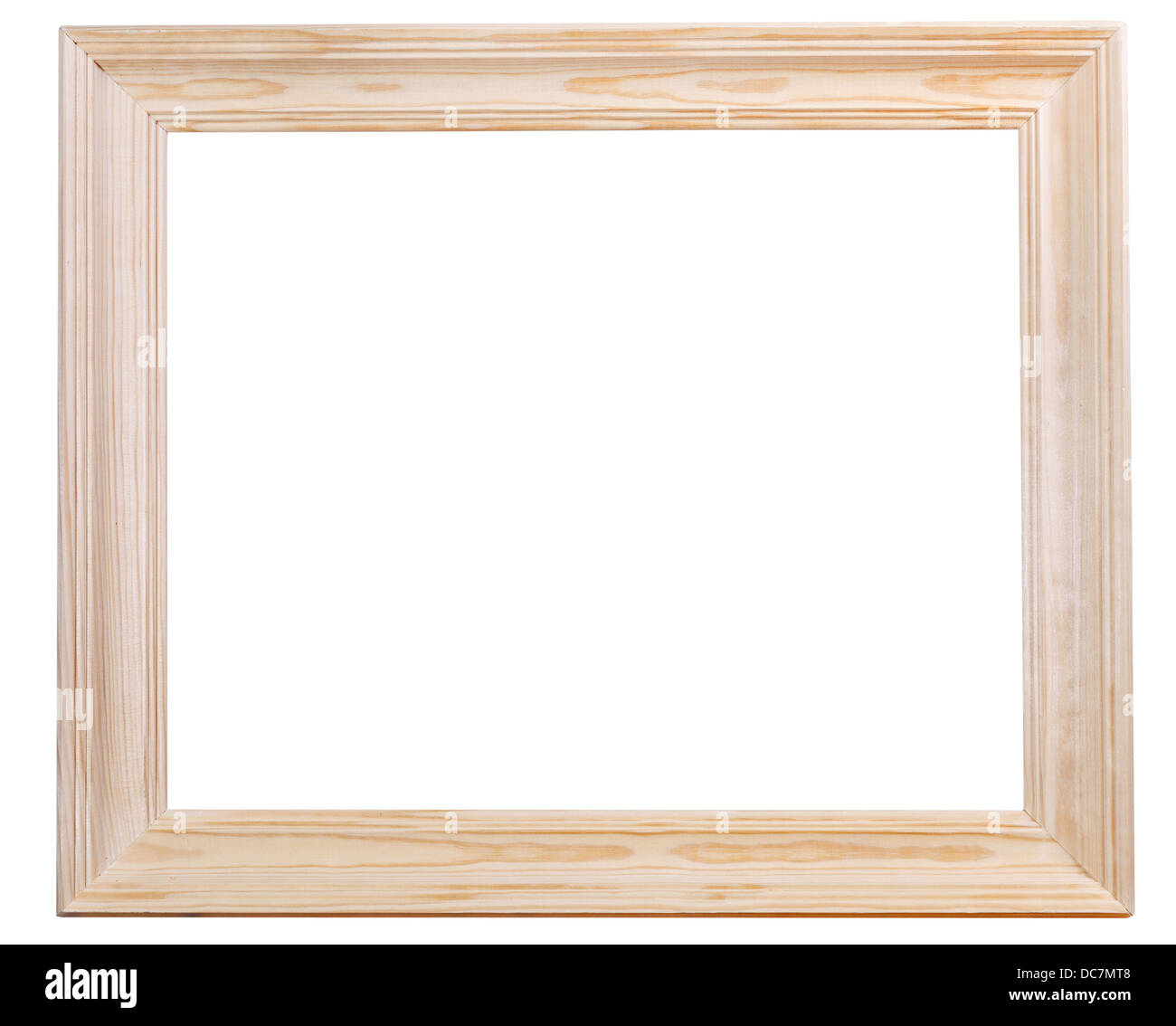 wide light simple picture frame with cutout canvas isolated on white ...